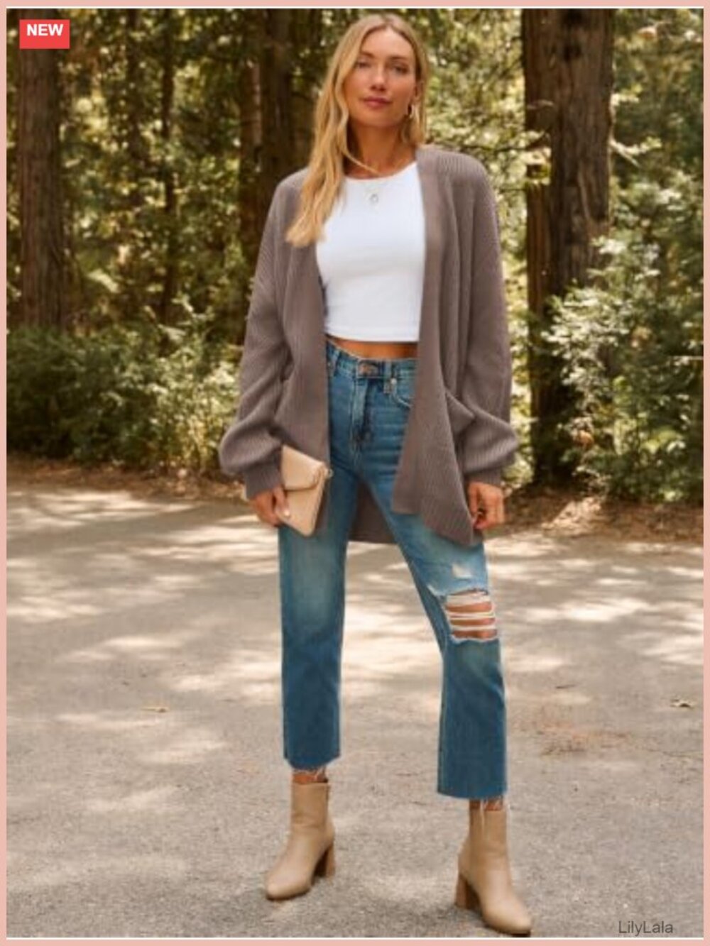 Oversized Knit Cardigan Sweater with Pockets - Picture 5 of 6